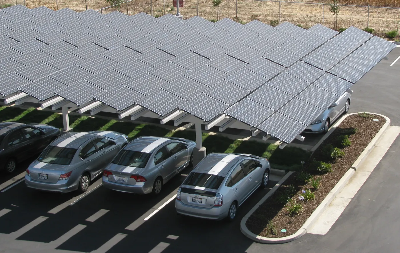 Solar carport over a parking lot
