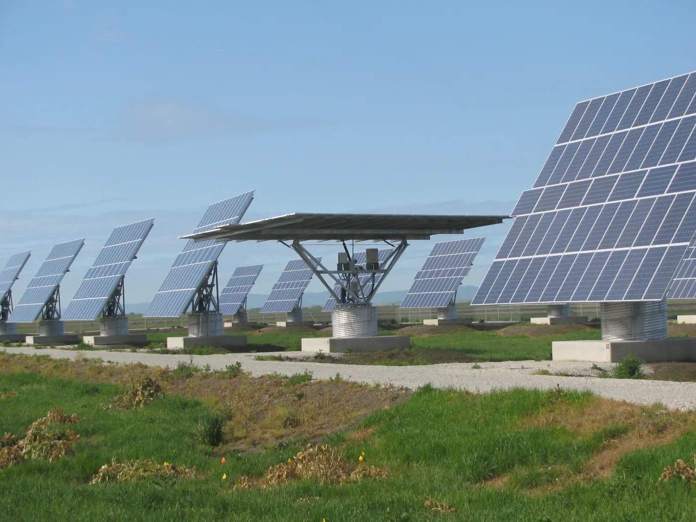 Field of dual-axis solar trackers