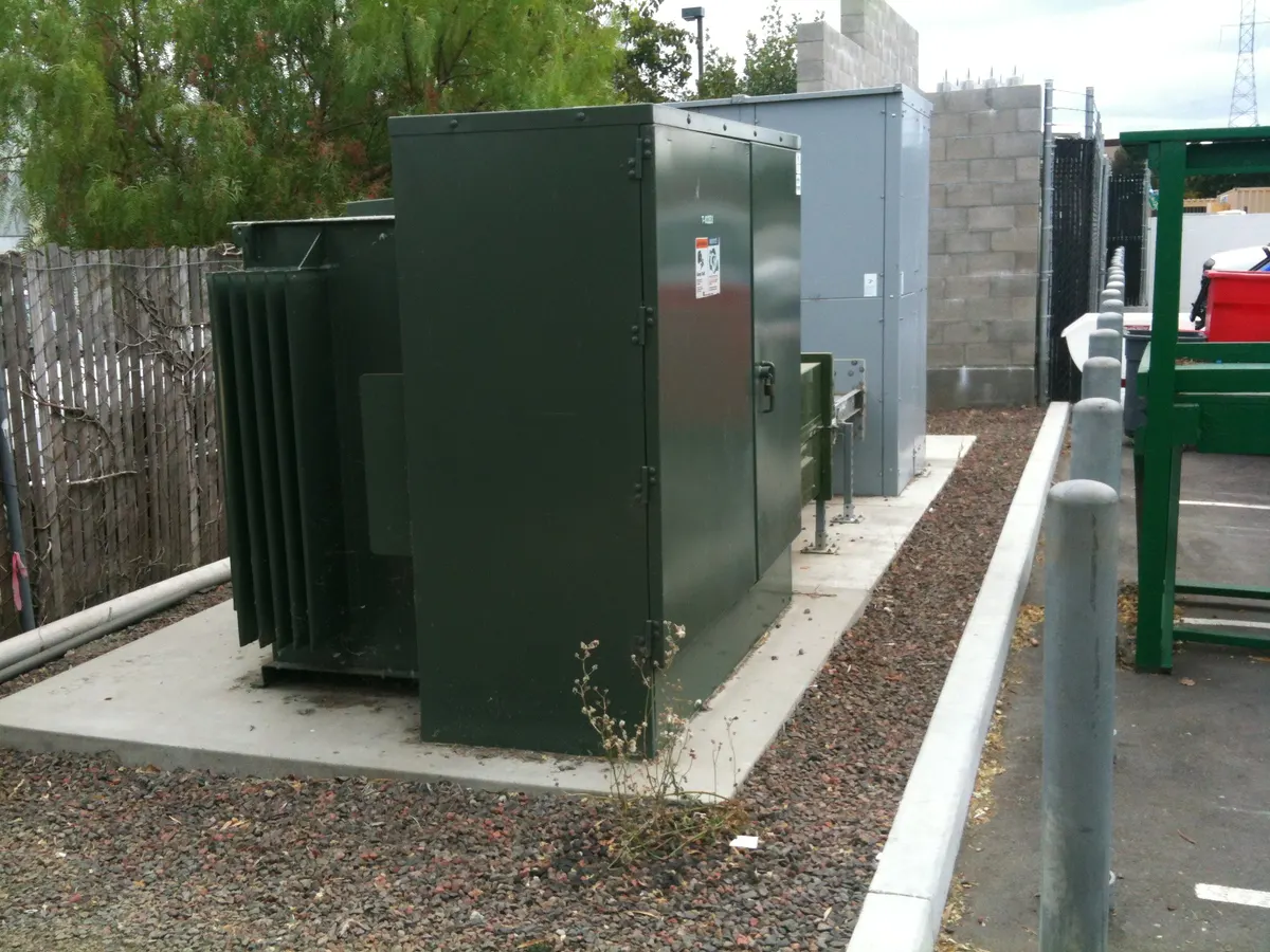 Transformer and switchgear at an installed site